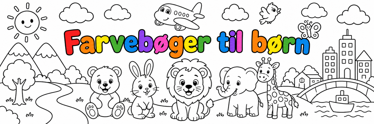 Malerbøger, Børn, løve, elefant, giraf, kanin, bjørn, til børn, farvebøger